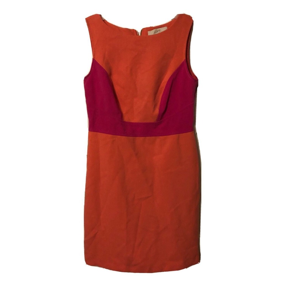 Loft Dress Womens Size 4‎ Sheath Sleeveless Colorblock Orange Pink Colorful